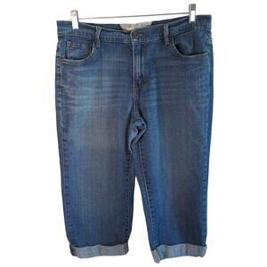 Levi's Women's Mid Rise Medium Wash Stretch Cuffed Blue Jean Capri Pants Size 12